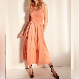 Aritzia Wilfred women’s small alba midi dress smock tiered prairiecore western